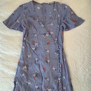 Madewell Floral Midi Dress in Blue and Red